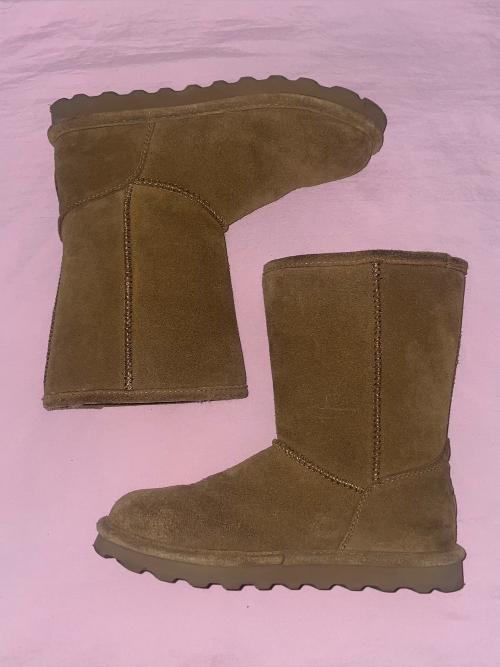 Brown BearPaw Suede Short Boots w/ Shearling/Wool Lining